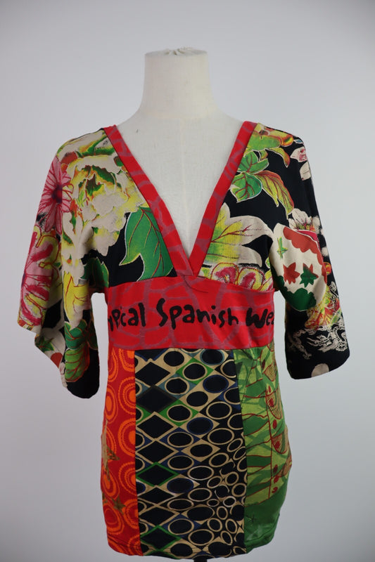 DESIGUAL MAGLIA COTONE DONNA TG. M WOMAN CASUAL VINTAGE T-SHIRT COTTON CON TAG