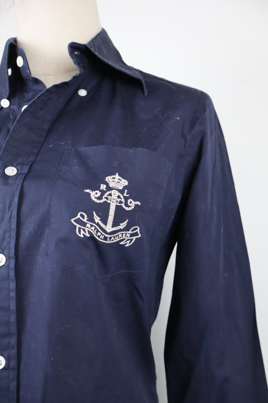 RALPH LAUREN CAMICIA DONNA 8 WOMAN SHIRT CASUAL VINTAGE COTONE COTTON BIG LOGO