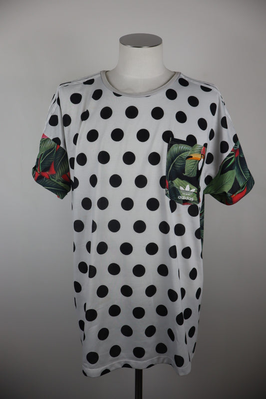 ADIDAS 3 STRIPES MAGLIA UOMO Tg I 46 T-SHIRT MAN CASUAL VINTAGE FLOREALI POIS