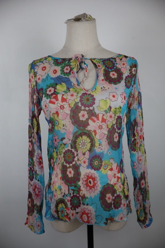 MARELLA SPORT MAGLIA MANICHE LUNGHE DONNA 42 WOMAN CASUAL VINTAGE T-SHIRT SETA