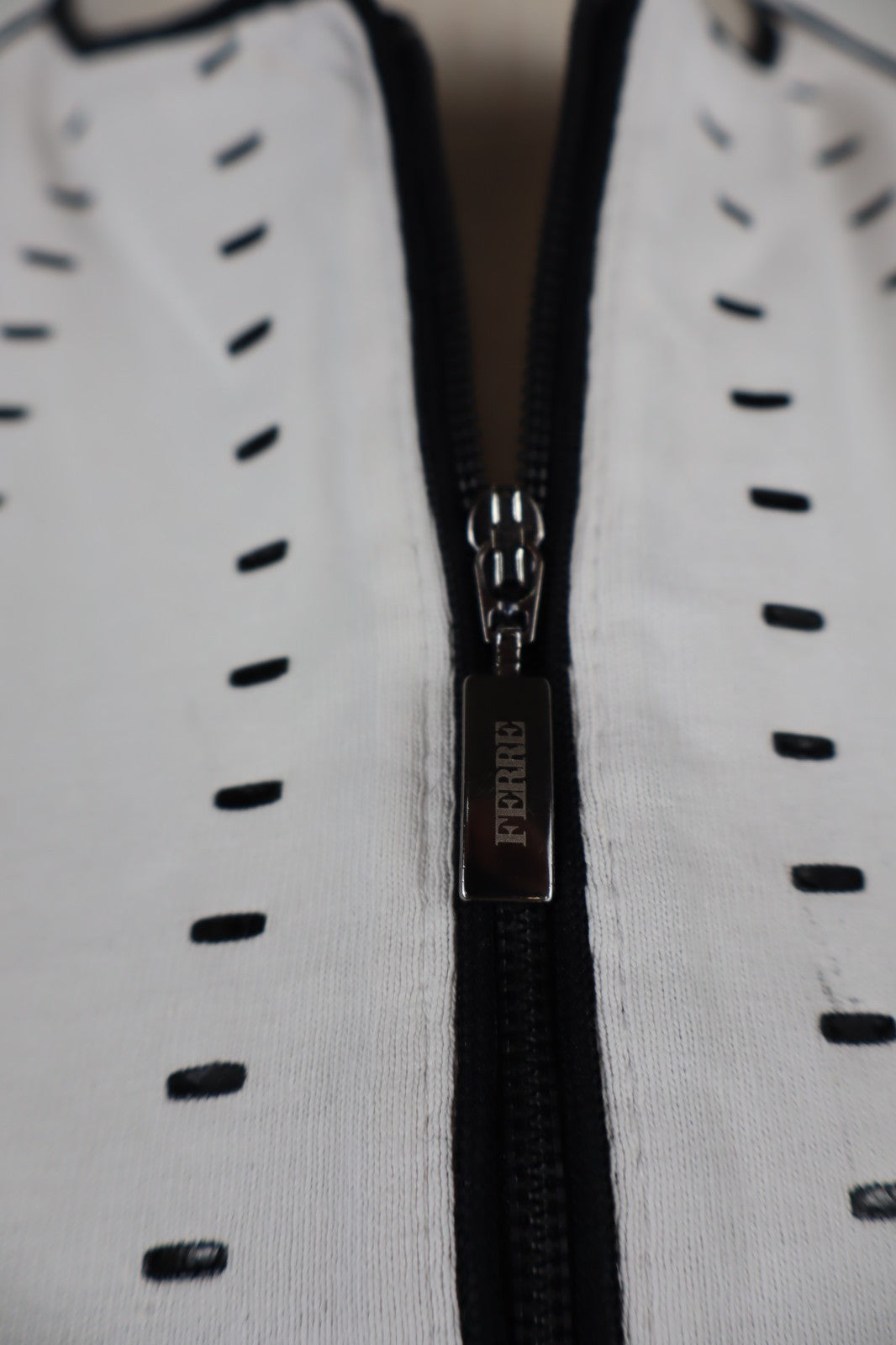 FERRE MAGLIA SMANICATA ZIP DONNA TG. M WOMAN CASUAL VINTAGE T-SHIRT TOP COTONE