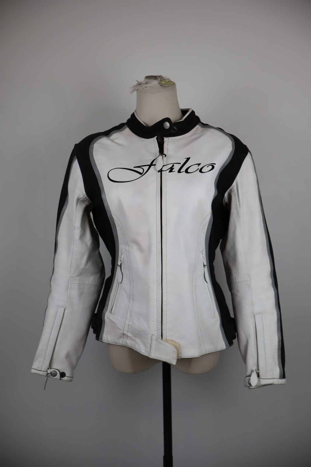 FALCO GIUBBINO PELLE MOTO DONNA Tg 44 BIKERS WOMAN VINTAGE JACKET PROTEZIONI