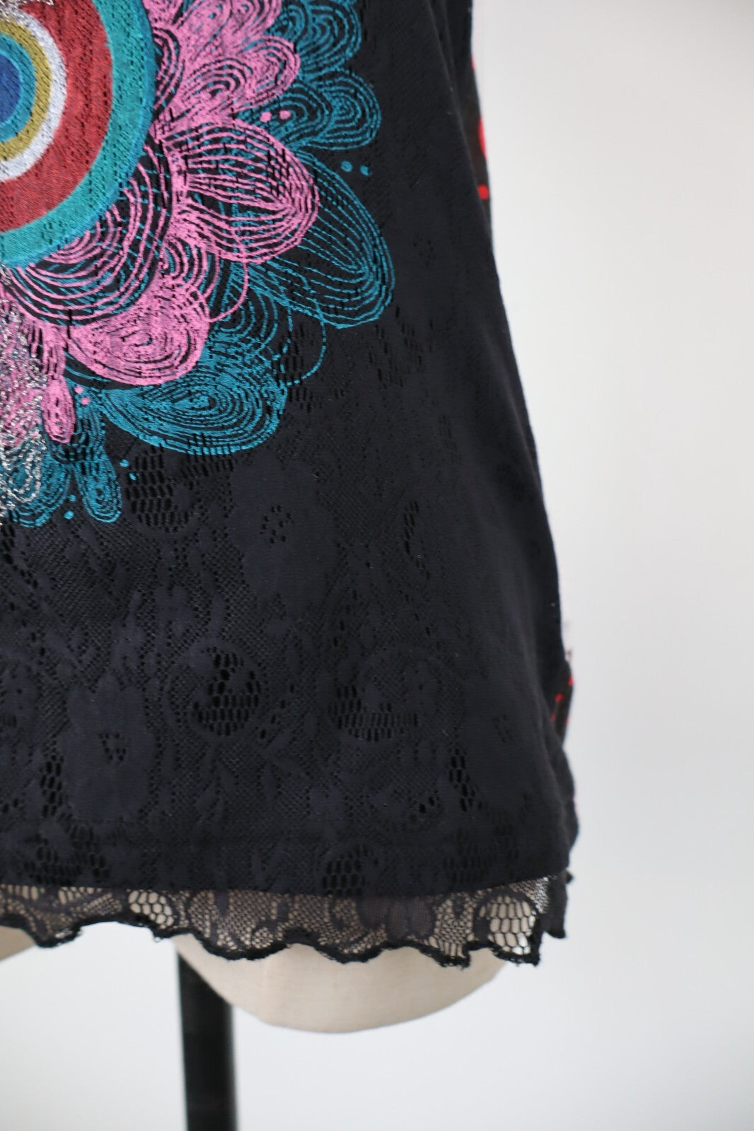 DESIGUAL MAGLIA CANOTTA TOP DONNA TG. L WOMAN T-SHIRT CASUAL VINTAGE COTONE