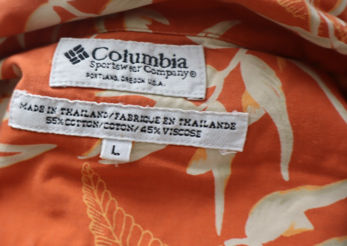 COLUMBIA CAMICIA MEZZA MANICA UOMO COTONE L MAN CASUAL VINTAGE COTTON SHIRT LOGO