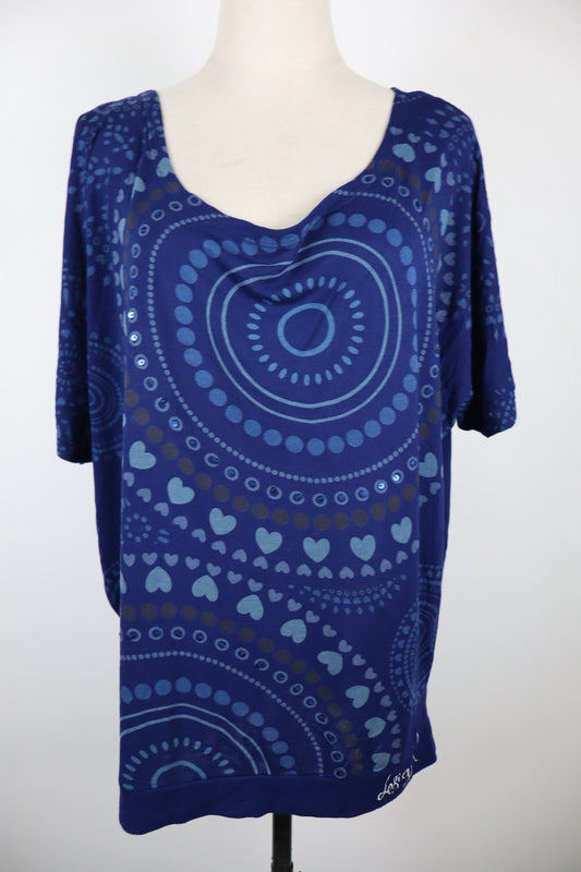 DESIGUAL MAGLIA MANICA CORTA DONNA TG. L WOMAN T-SHIRT CASUAL VINTAGE GEOMETRICO