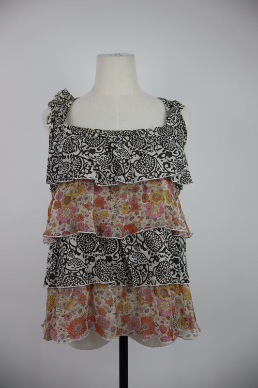 MARELLA MAGLIA TOP CANOTTA DONNA TG. 44 WOMAN CASUAL VINTAGE T-SHIRT SETA