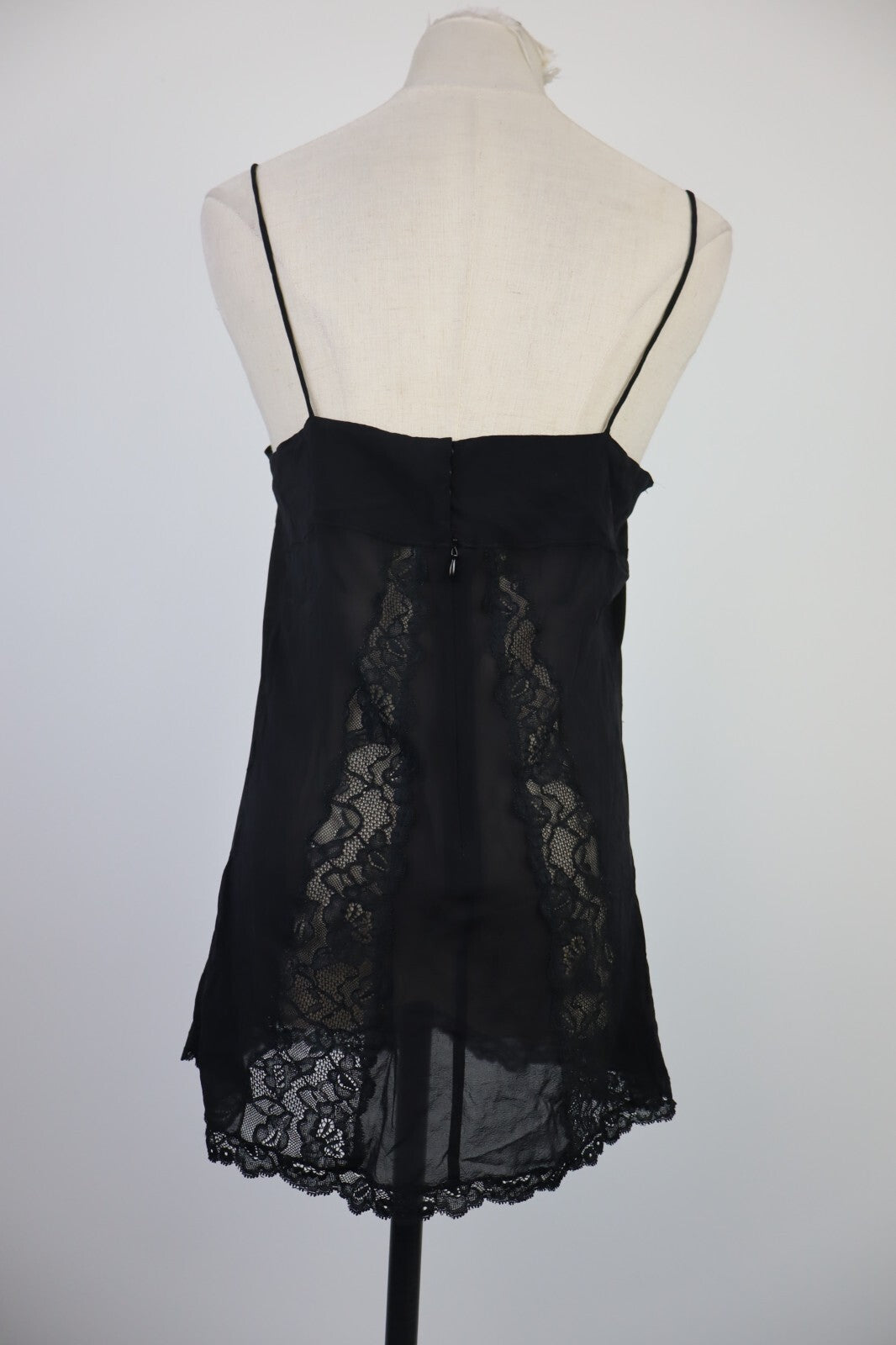 MAGLIA SLIP TOP DONNA M/L WOMAN T-SHIRT IN PIZZO GLITTER SEXY VINTAGE Y2K 2000'S