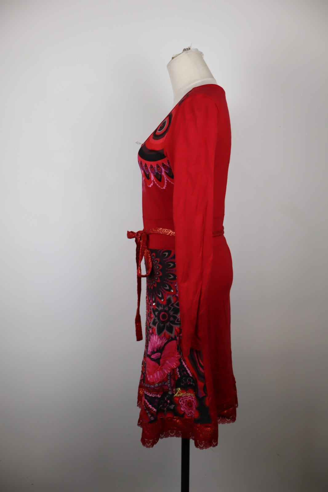 DESIGUAL VESTITO ABITO DONNA M WOMAN CASUAL VINTAGE DRESS MANICA LUNGA LOGO