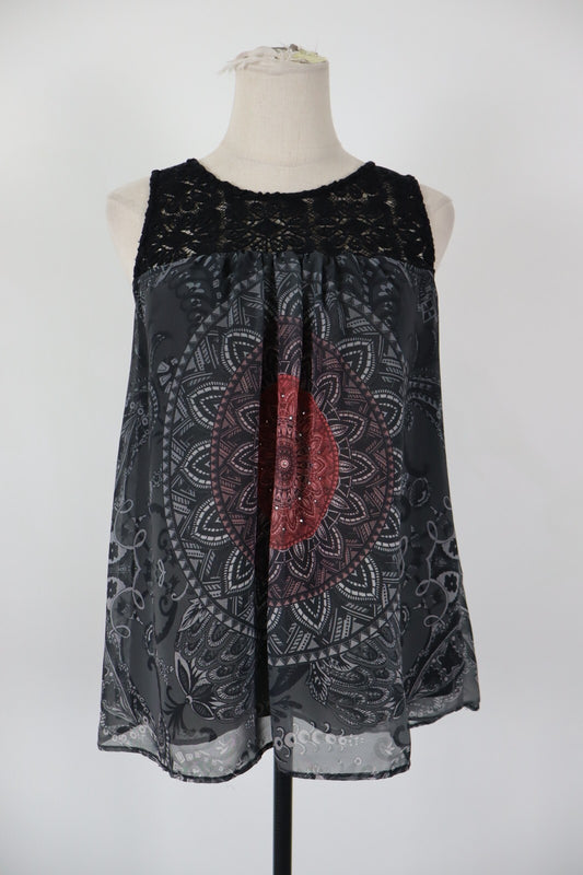 DESIGUAL MAGLIA DONNA TG. XS WOMAN T-SHIRT CASUAL VINTAGE TOP COTONE