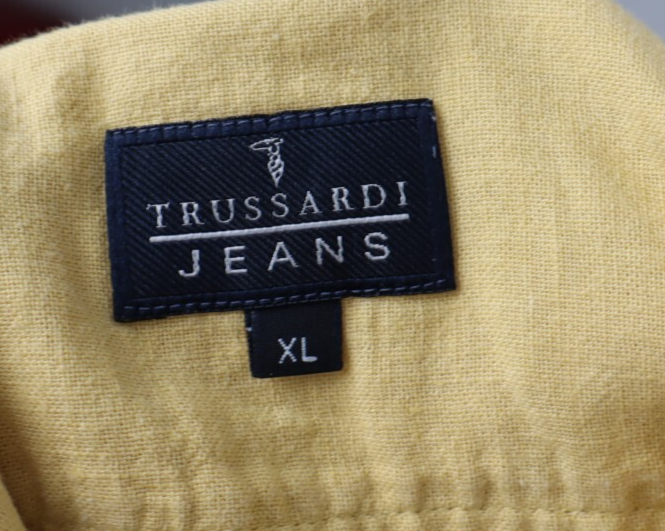 TRUSSARDI JEANS CAMICIA UOMO TG. XL MAN CASUAL VINTAGE SHIRT COTONE  LINO COTTON